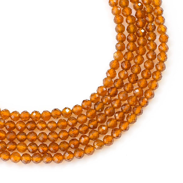 Natural Citrine Beads / Round Shape Faceted Citrine / 3-4mm Citrine Gemstone Beads