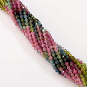Natural Tourmaline Beads / Round Shape Faceted Tourmaline Beads / 3-4mm Tourmaline Gemstone Beads