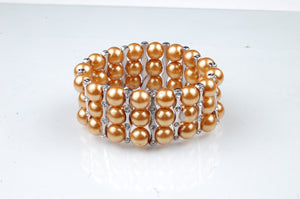 N-206: 3 Row Glass Pearl Bracelet