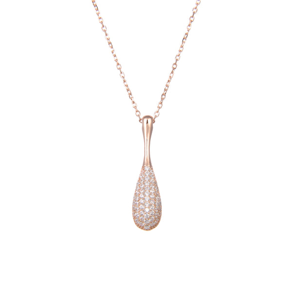 92.5 Sterling Silver Necklace Chain With CZ Cubic Zirconia Sterling Silver Teardrop Shape Pendants