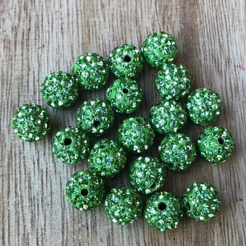 Rhinestone Pave Ball Beads, Rhinestone Clay Disco beads 10mm 50 Beads