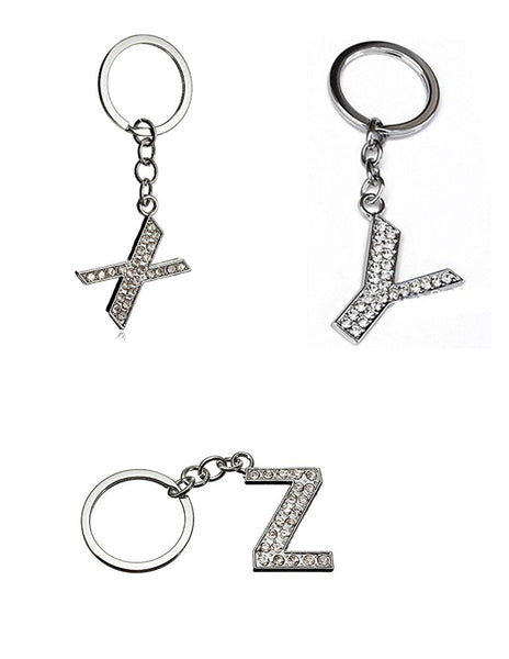 A-Z Rhinestone Bling Crystal Alphabet Letters, Lovers Key-Chains Rhinestone Crystal Handbags Charms