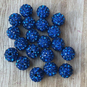 Rhinestone Pave Ball Beads, Rhinestone Clay Disco beads 10 mm 50 Beads