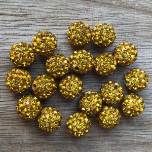 Rhinestone Pave Ball Beads, Rhinestone Clay Disco beads 10mm 50 Beads