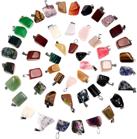 Mixed irregular Shape Healing Gemstone Pendants 50 pcs lot