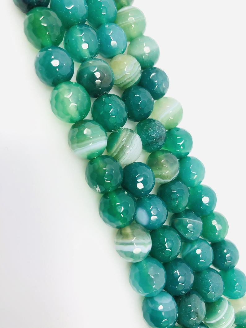 Natural Green Indian Agate Beads, Agate Smooth Beads, Round 14mm Beads