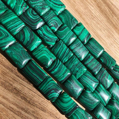 Malachite Beads, 14x10mm Malachite Smooth Beads, Rectangle Malachite Beads