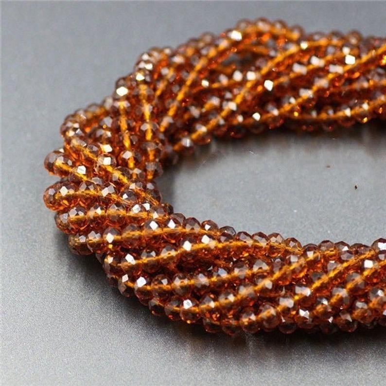 Crystal Beads, Crystal Rondelle Topaz 6mm 6 Strands Beads