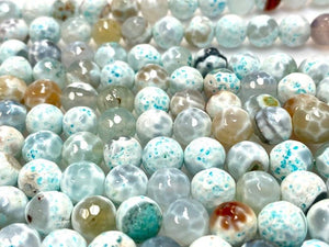 Natural Aquamarine Agate Beads, 8mm Faceted Round Beads