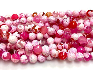 Natural Pink Agate Beads, Faceted 8mm Round Beads