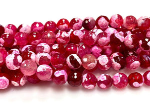 Natural Pomegranate Red Agate Beads, 8mm Faceted Round Beads