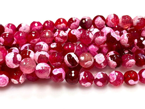 Natural Pomegranate Red Agate Beads, 8mm Faceted Round Beads
