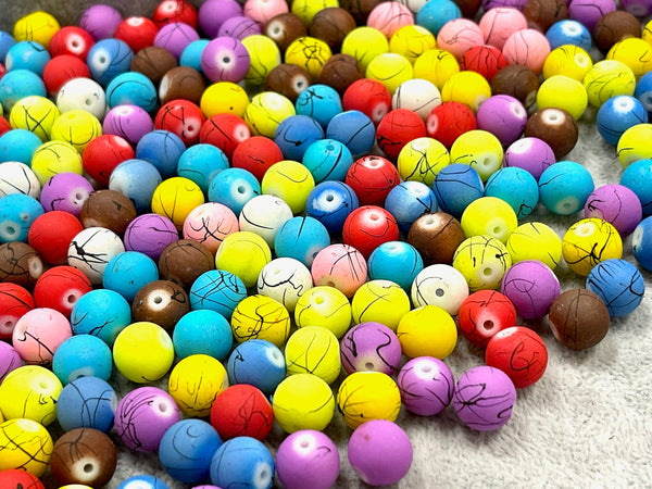 10mm Round Drawbench Baking Painted Glass Beads Assorted Colors Loose Beads  for Jewelry Making Chakra Beads Yoga Beads