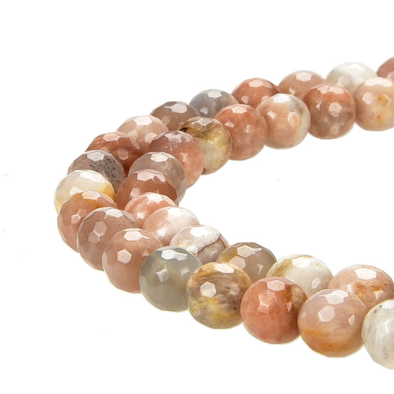 Natural Faceted Sunstone Gemstone Beads- Round, 8mm - In Full 15.5 Inch Long Strand - AAA Quality Bulk order Gemstone Beads