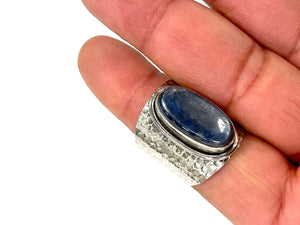 Solid 925 Sterling Silver and Natural AAA+ Kyanite Gemstone Ring, Size 9 Handmade Ring, Boho Hippie Style, Healing Energy Gemstone