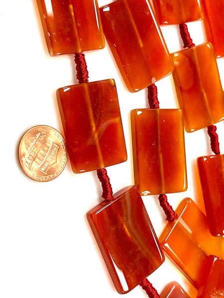 Orange Carnelian Natural Gemstone Rectangular Shape Large Size Beads Strand Bead Size 35x25mm Healing Gemstone Beads for DIY Jewelry Making