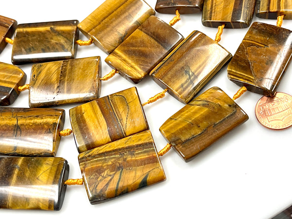 Yellow Tiger Eye Natural Gemstone Rectangular Shape Large Size Beads Strand Bead Size 35x25mm Healing Gemstone Beads for DIY Jewelry Making