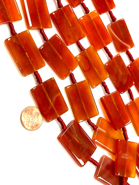 Orange Carnelian Natural Gemstone Rectangular Shape Large Size Beads Strand Bead Size 35x25mm Healing Gemstone Beads for DIY Jewelry Making
