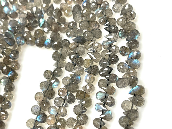 Labradorite Natural Gemstone Tear Drops Briolette Handmade Beads 6x4mm for DIY Jewelry Making Gemstone Beads