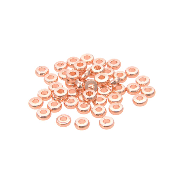 100 Pieces Flat Round Disc Rondelle Spacer Beads Metal Rondelle Beads Spacer, Silver, Yellow Gold, Rose Gold  4-5-6mm for DIY Jewelry Making