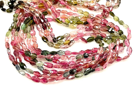 Multi Color Tourmaline Natural Gemstone Faceted Beads 7x5mm Oval Shape Handmade Wholesale Watermelon Tourmaline Beads For DIY Jewelry Making