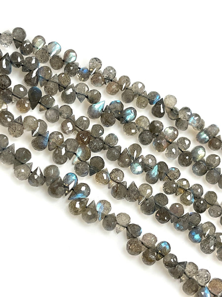 Labradorite Natural Gemstone Tear Drops Briolette Handmade Beads 6x4mm for DIY Jewelry Making Gemstone Beads