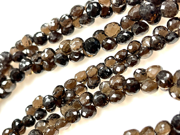 Smoky Topaz Natural Gemstone 55-60 pieces Onion Shape Briolette Drops Handmade Beads Size 6mm for Jewelry Making, Healing Energy Gemstone