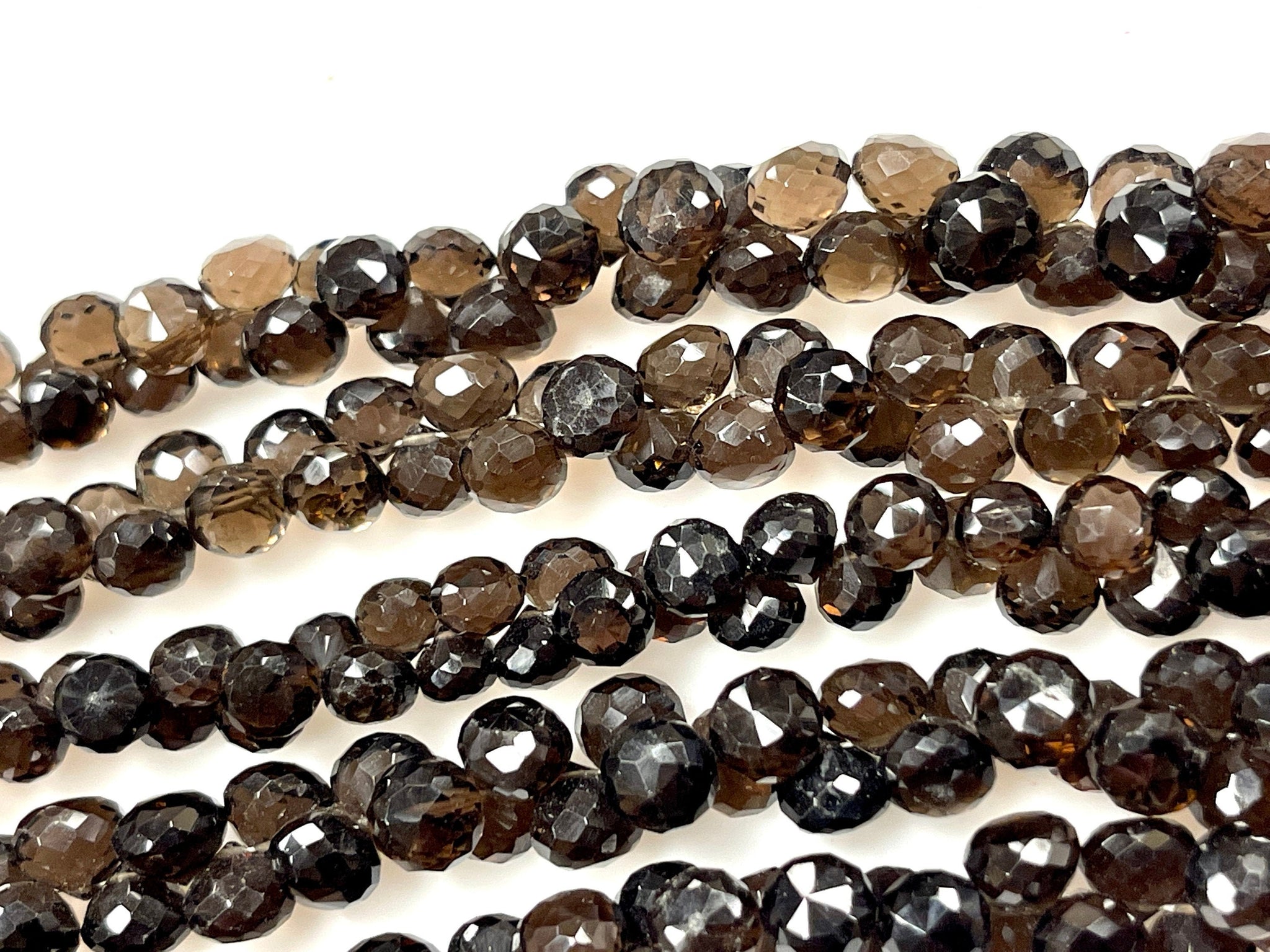 Smoky Topaz Natural Gemstone 55-60 pieces Onion Shape Briolette Drops Handmade Beads Size 6mm for Jewelry Making, Healing Energy Gemstone