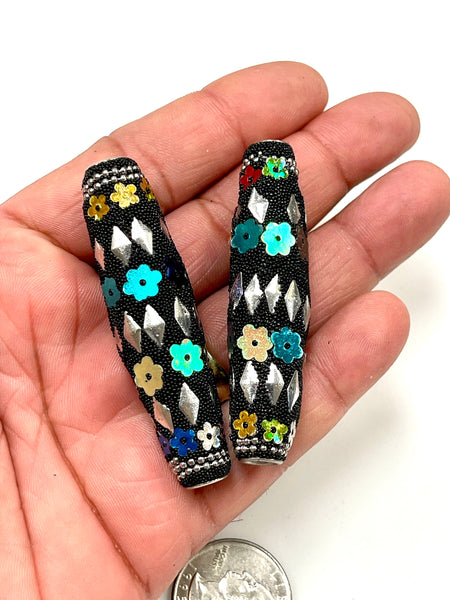 Tibet Boho Beads, Unique Clay Beads, Large 60x25mm Size Boho Style Beads, Handmade Hippie Beads AAA Quality Beads for Jewelry Making