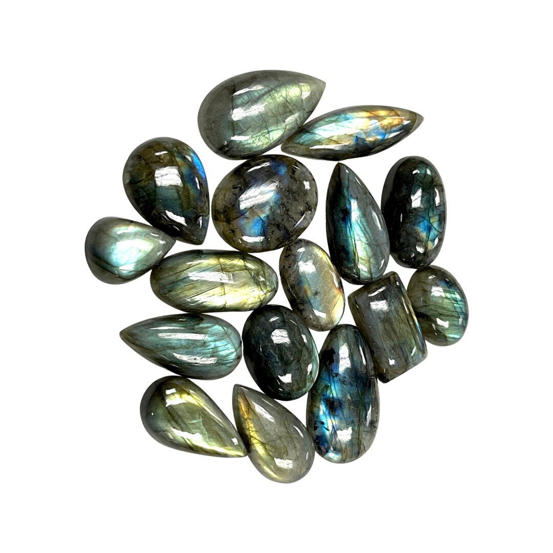 Labradorite Gemstone Cabochon Lot 500 Carat, Wholesale Labradorite Natural Gemstone Mixed Shape Flashy Lot for Healing Energy 20-40mm LOT-1