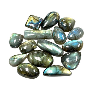 Labradorite Gemstone Cabochon Lot 500 Carat, Wholesale Labradorite Natural Gemstone Mixed Shape Flashy Lot for Healing Energy 20-40mm LOT-6