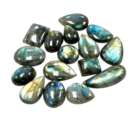 Labradorite Gemstone Cabochon Lot 500 Carat, Wholesale Labradorite Natural Gemstone Mixed Shape Flashy Lot for Healing Energy 20-40mm LOT-4