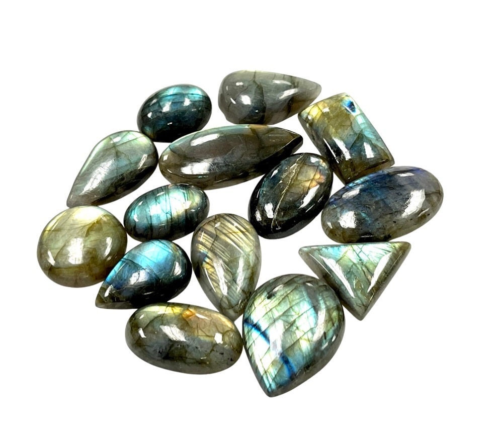 Labradorite Gemstone Cabochon Lot 500 Carat, Wholesale Labradorite Natural Gemstone Mixed Shape Flashy Lot for Healing Energy 20-40mm LOT-5