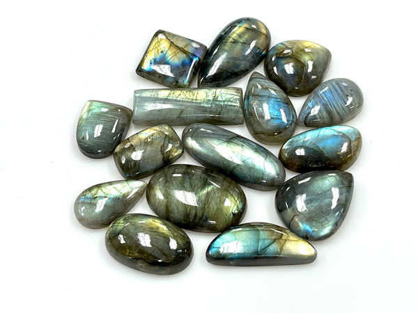 Labradorite Gemstone Cabochon Lot 500 Carat, Wholesale Labradorite Natural Gemstone Mixed Shape Flashy Lot for Healing Energy 20-40mm LOT-6