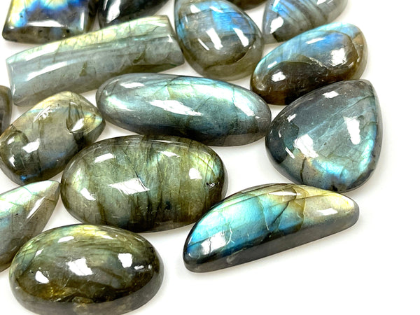 Labradorite Gemstone Cabochon Lot 500 Carat, Wholesale Labradorite Natural Gemstone Mixed Shape Flashy Lot for Healing Energy 20-40mm LOT-6