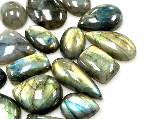 Labradorite Gemstone Cabochon Lot 500 Carat, Wholesale Labradorite Natural Gemstone Mixed Shape Flashy Lot for Healing Energy 20-40mm LOT-7