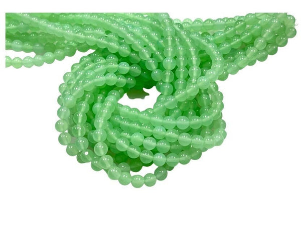 Green Chalcedony Gemstone Beads - Round Shape Beads Size 6mm Gemstone Beads For DIY Jewelry Making, Healing Energy Gemstone Beads