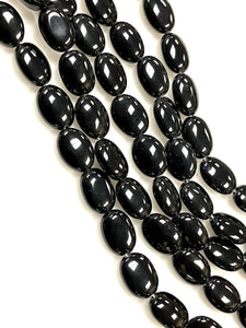 Black Onyx Natural Gemstone Oval Shape Beads 16" Strand, Beads Size 14x10mm, Healing Energy Gemstone Beads For DIY Jewelry Making