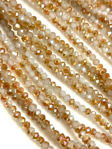 120 Pieces Lot 4mm Rondell Shape Crystal Beads, Shaded Color Czech Fire Polish Faceted Crystal Glass Beads, Findings For DIY Jewelry Making