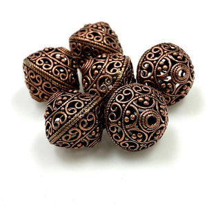 Copper Beads, 16mm 6 Piecces Solid Copper Handmade Beads, Copper Spacer, Oxidized copper Beads, Wholesale Beads, Bali Beads, Copper Findings