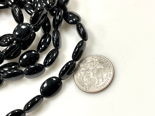 Black Onyx Natural Gemstone Oval Shape Beads 16" Strand, Beads Size 14x10mm, Healing Energy Gemstone Beads For DIY Jewelry Making