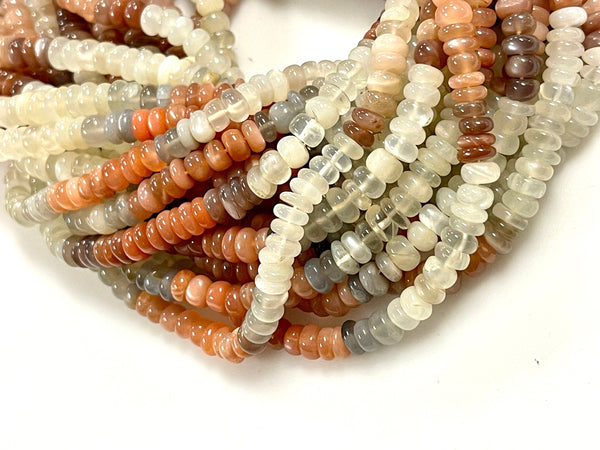 Natural Multi Color Moonstone Natural Gemstone Rondell Shape Beads Strand Size 6mm Full Strand AAA Quality Yoga Healing Real Gemstone Beads