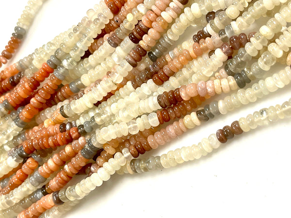 Natural Multi Color Moonstone Natural Gemstone Rondell Shape Beads Strand Size 6mm Full Strand AAA Quality Yoga Healing Real Gemstone Beads