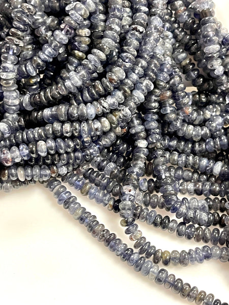 Natural Iolite Real Gemstone Rondell Shape Beads Strand Size 6mm Full Strand AAA Quality Yoga Healing Real Gemstone Beads