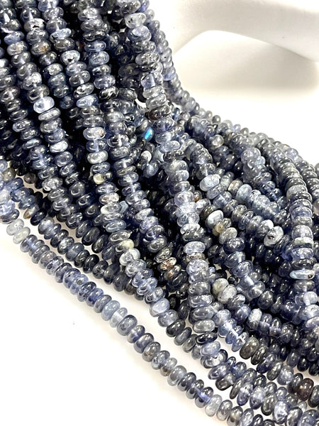 Natural Iolite Real Gemstone Rondell Shape Beads Strand Size 6mm Full Strand AAA Quality Yoga Healing Real Gemstone Beads