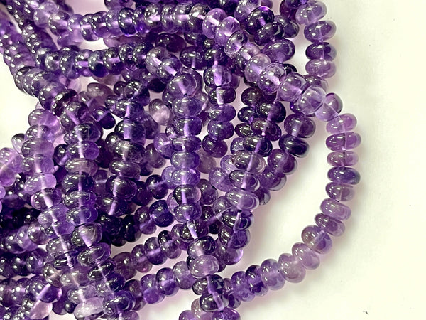 Natural Amethyst Real Gemstone Rondell Shape Beads Strand Size 6mm Full Strand AAA Quality Yoga Healing Real Gemstone Beads