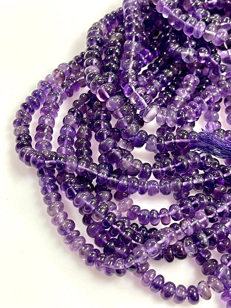 Natural Amethyst Real Gemstone Rondell Shape Beads Strand Size 6mm Full Strand AAA Quality Yoga Healing Real Gemstone Beads