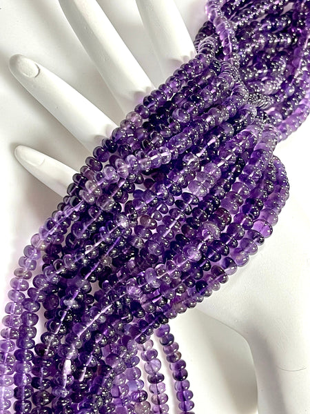 Natural Amethyst Real Gemstone Rondell Shape Beads Strand Size 6mm Full Strand AAA Quality Yoga Healing Real Gemstone Beads