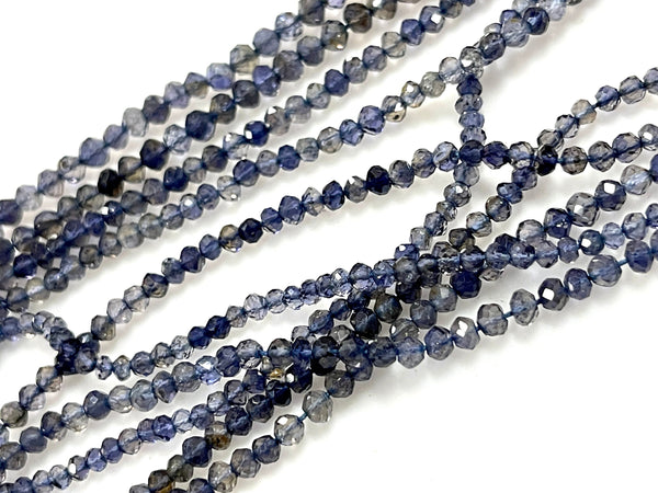 Iolite Natural Gemstone AAA Micro Faceted Round Beads Gemstone 15'' Strand 3-4mm Iolite Semi Precious Gemstone Beads