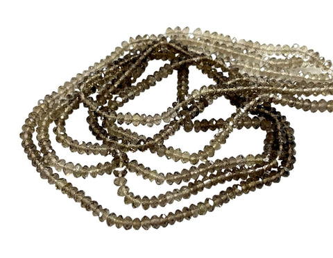 AAA Micro Faceted Multicolor Natural Smoky Quartz Rondelle Beads 4mm Laser Diamond Cut Gemstone 15-15.5" Strand